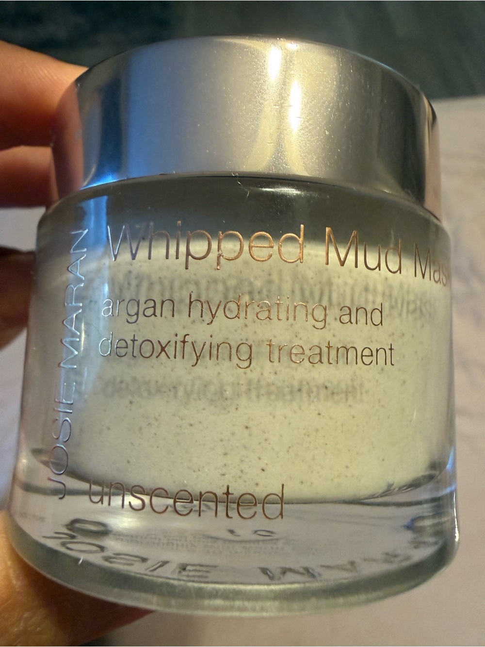 JOSIE MARAN Whipped Mud Mask Unscented - Cream and Silver Jar